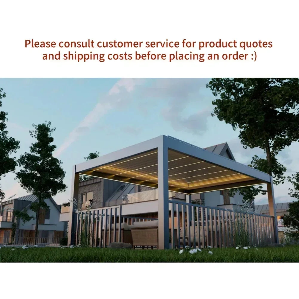 Modern Bioclimatique Pergola Luxury Louvered Aluminium Gazebo Square Tube Rain-Proof Motorized Louver Roof Patio Outdoor Pergola