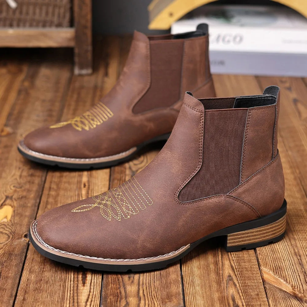 Boots for Men Chelsea Boots Embroidered Mens Boots Man Shoes Vintage Boot