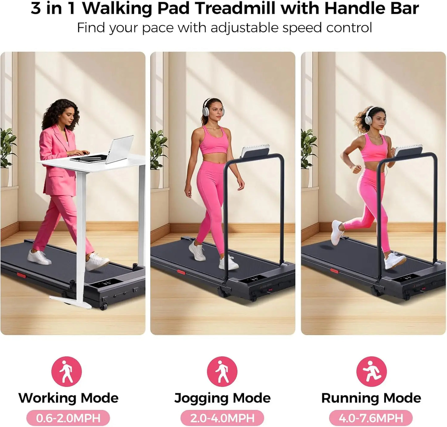 Small portable electric treadmill for household use, 3.5 horsepower silent with LED display screen, weighing 400 pounds