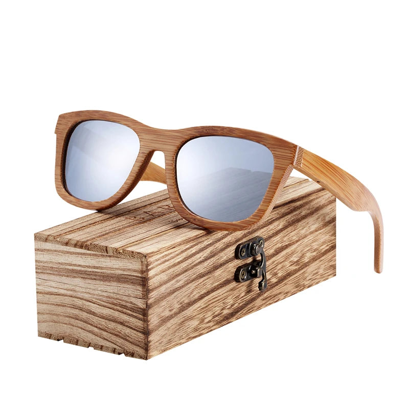 Bamboo Sunglasses Men Retro Vintage Wood Sun Glasses Women Polarized Mirror Coating Lenses Eyewear