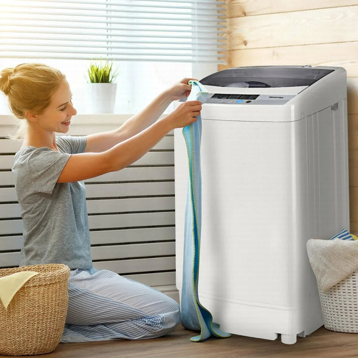 Washing Machine, 9.92lbs Top Load Washer with LED Display, 10 Wash Programs, Built-in Drain Pump, Compact Laundry Washer
