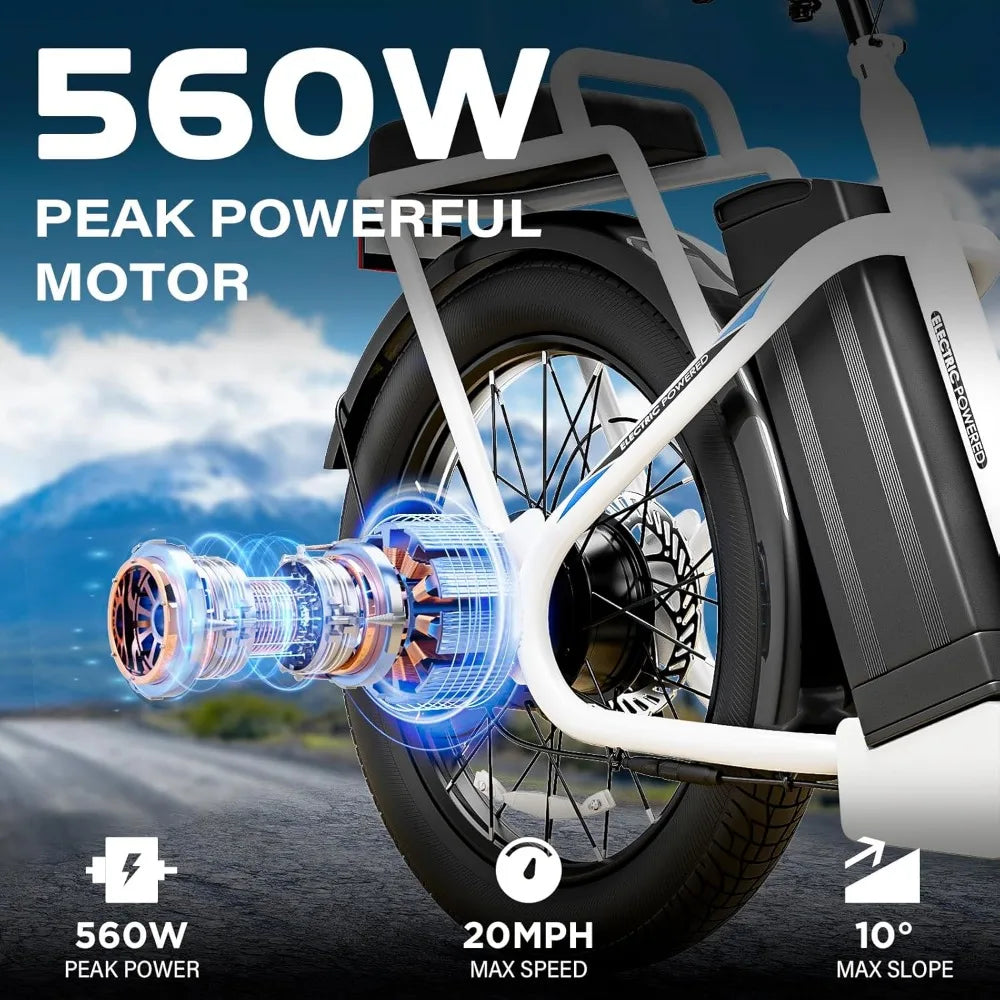 1200W Electric Scooter with Seat, 20" Fat Tire Electric Bike with 48V Removable Battery, Up to 30Miles & 20MPH