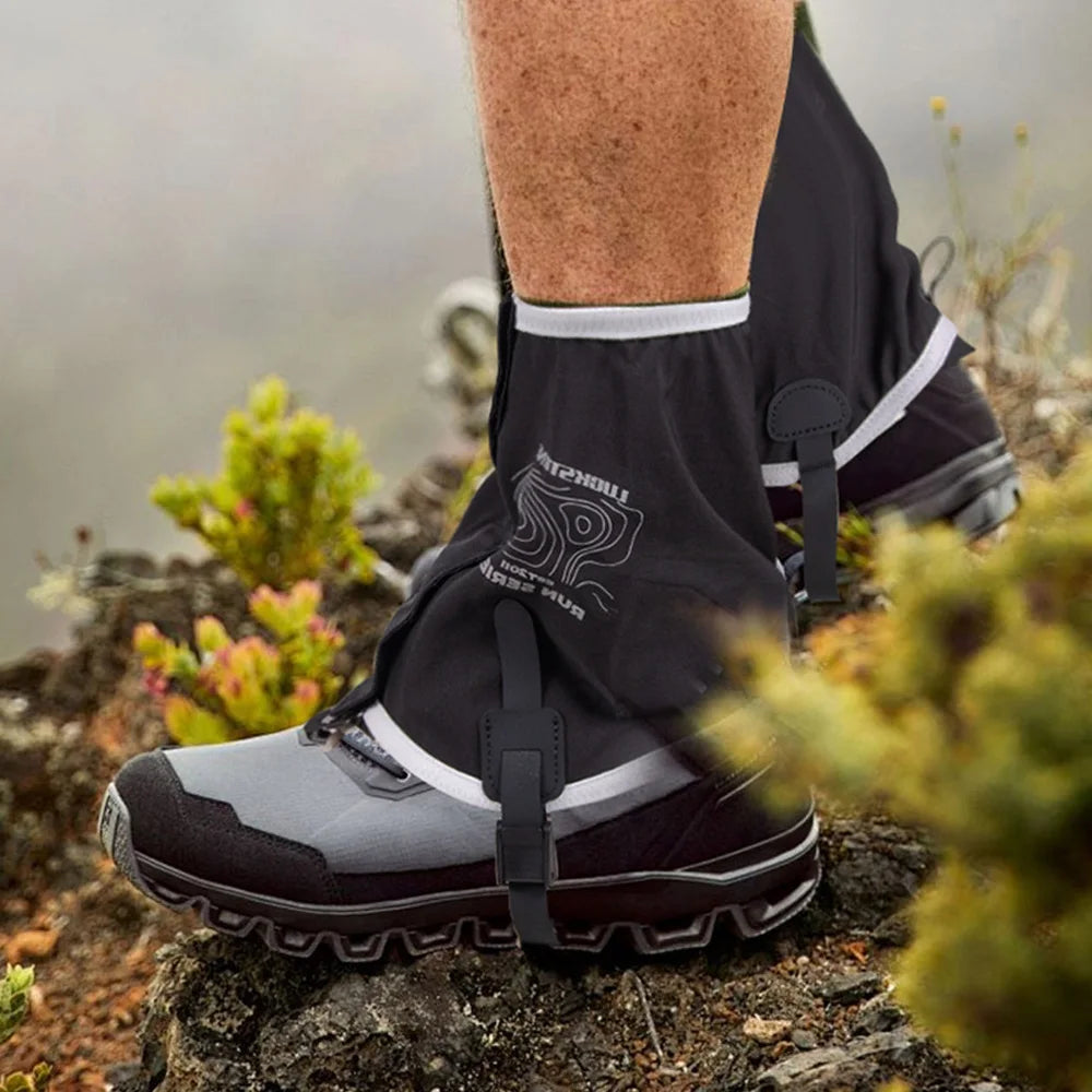 Waterproof Gaiters for Hiking & Trail Running Black Elastic Shoe Gaiters with DWR Adjustable Straps for Women/Men Hiking Shoes