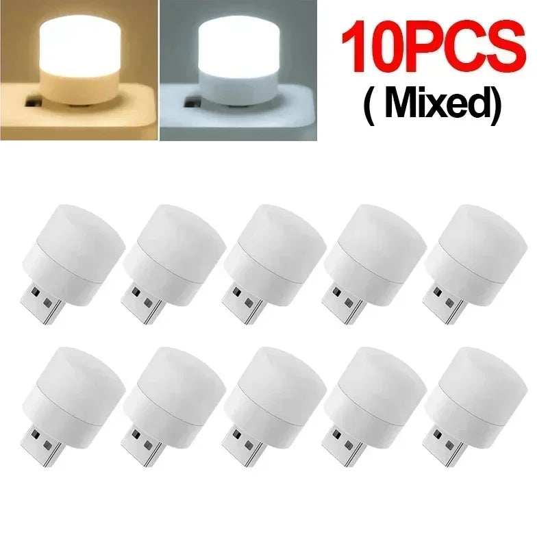 1-50pcs Mini USB Night Lights Warm White Eye Protection Book Reading Light PC Mobile Power USB Plug LED Charging Lamps Wholesale
