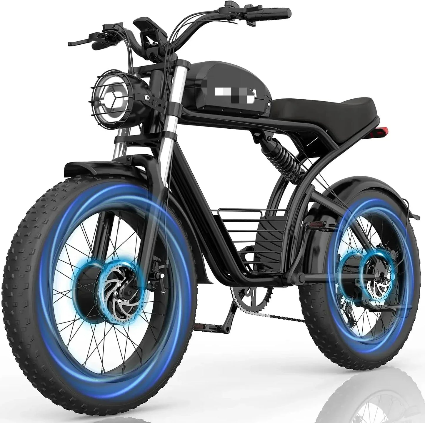 YY2Adults, 1500W 30MPH,48V 20/23AH,Max 75Miles Electric Motorcycle 20" Fat Tire Dirt Bike, Shamano 7-Speed E-