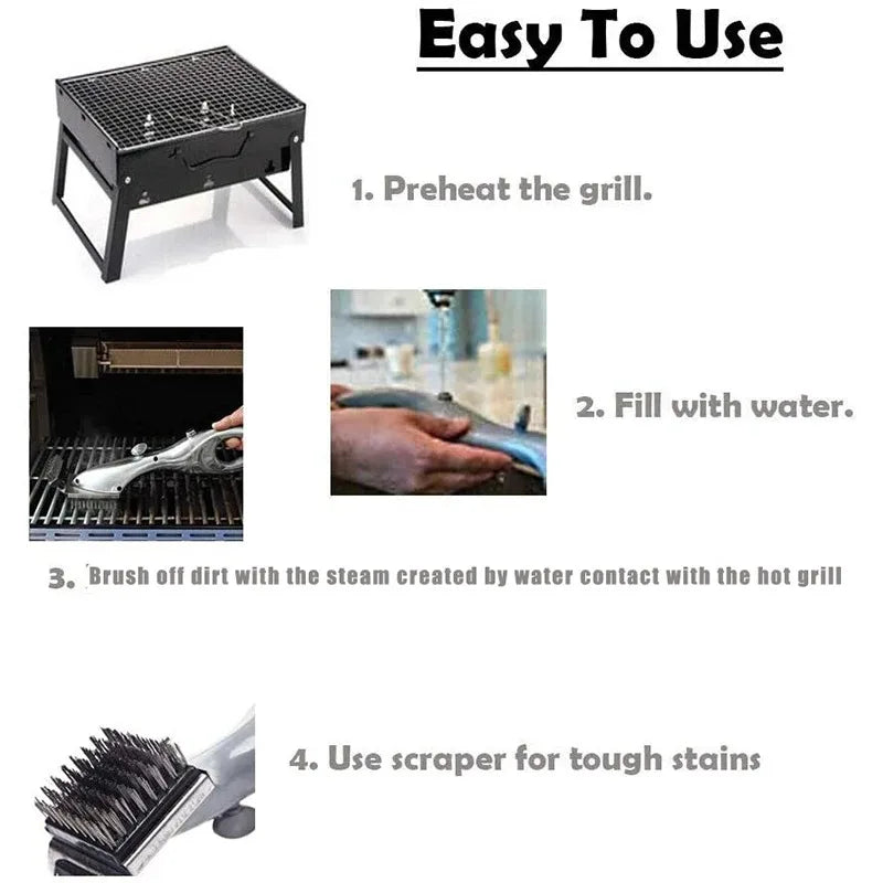 Barbecue Grill Outdoor Steam Cleaning Brushes BBQ Cleaner Suitable For Charcoal Scraper Gas Accessories Cooking Kitchen Tool