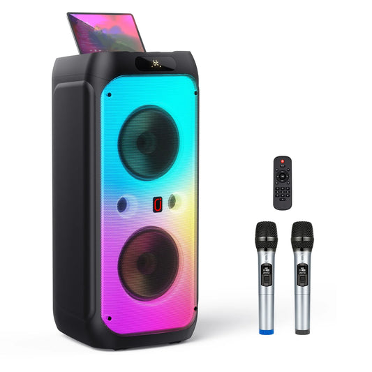 Karaoke Machine for Adults, Big Party Speaker with 500W Peak Power, Wireless PA System with Dual 8" Subwoofers, Disco Lights