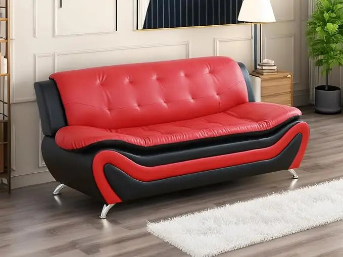 Leather Couches for Living Room,Living Room Couch Set,Sofa for Bedroom,Apartment,Living Room Furniture Sets，a-Leather BlackWhite