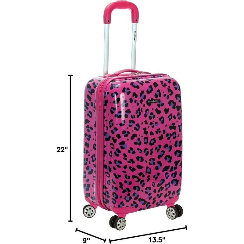 Safari Hardside Spinner Wheel Luggage, Magenta Leopard, Carry-On 20-Inch