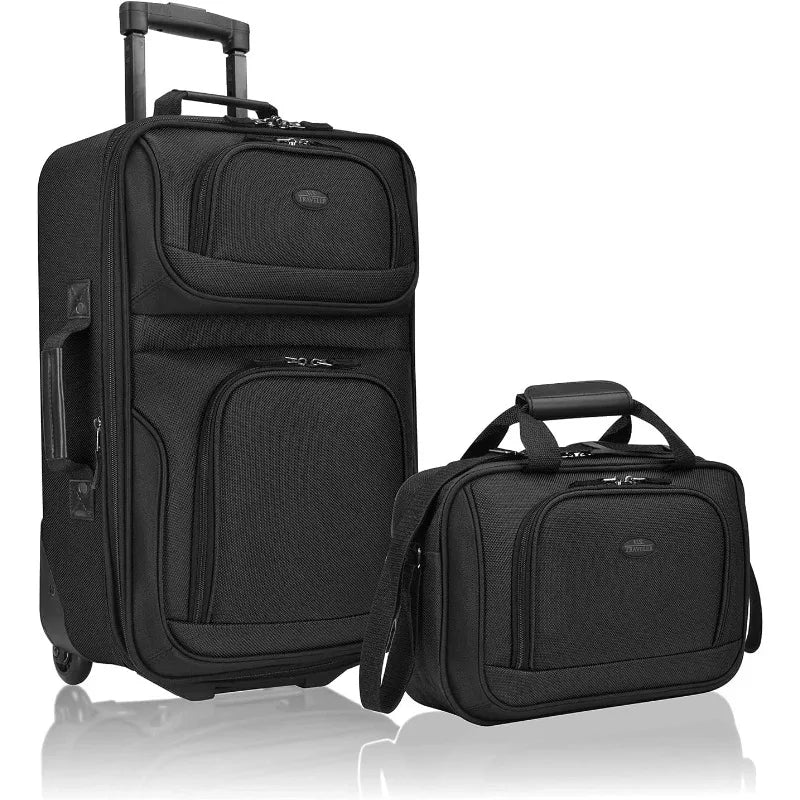Carry-on Luggage Lightweight Softside Suitcase, Black, Set