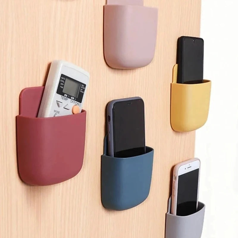 Wall Mounted Storage Box Household Living Room Remote Control Mobile Phone Plug Holder Bedside Storage Holder Organizer
