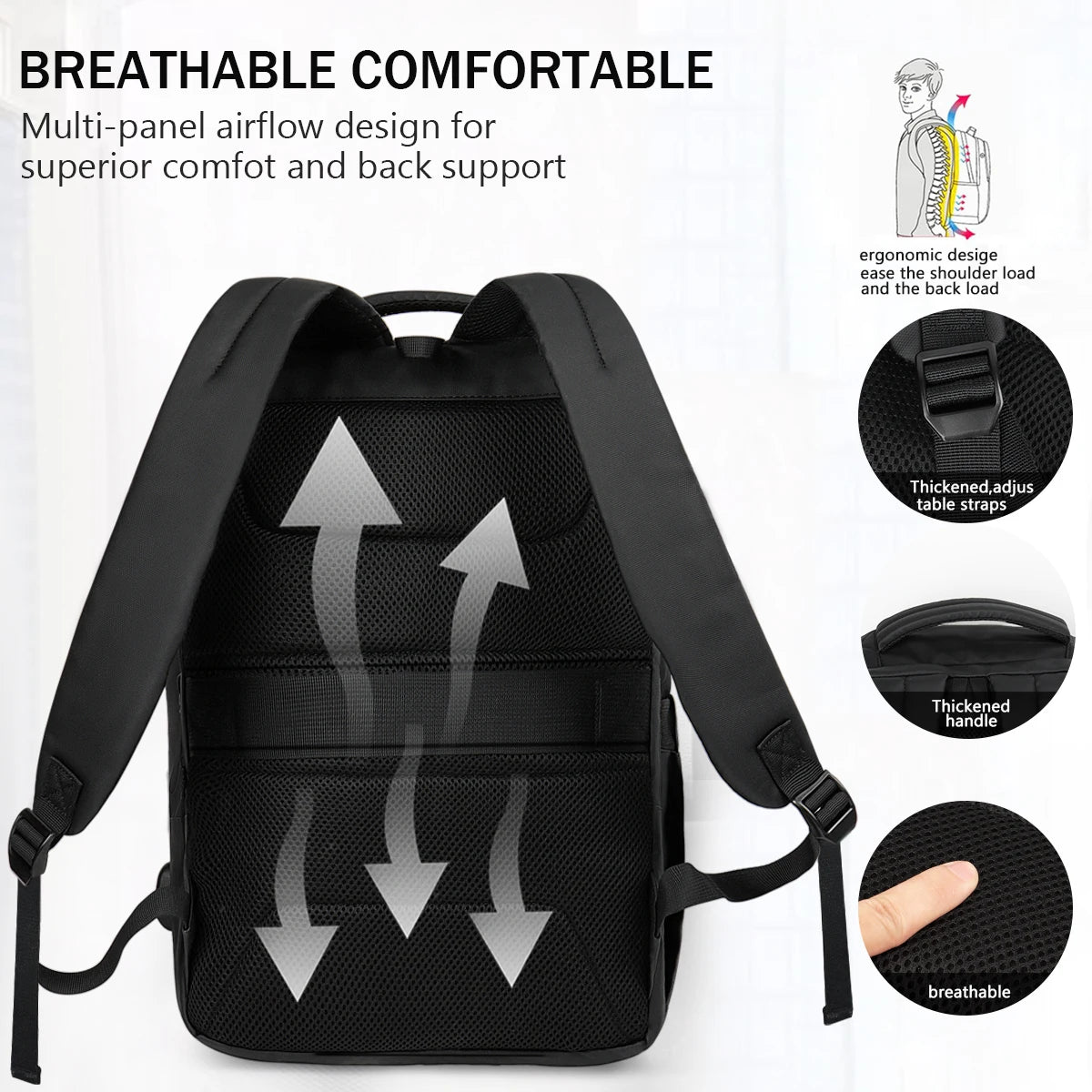 Men's Business Backpack,15.6” Laptop Backpack with USB Charger Port,Casual Large Capacity Travel College Bag