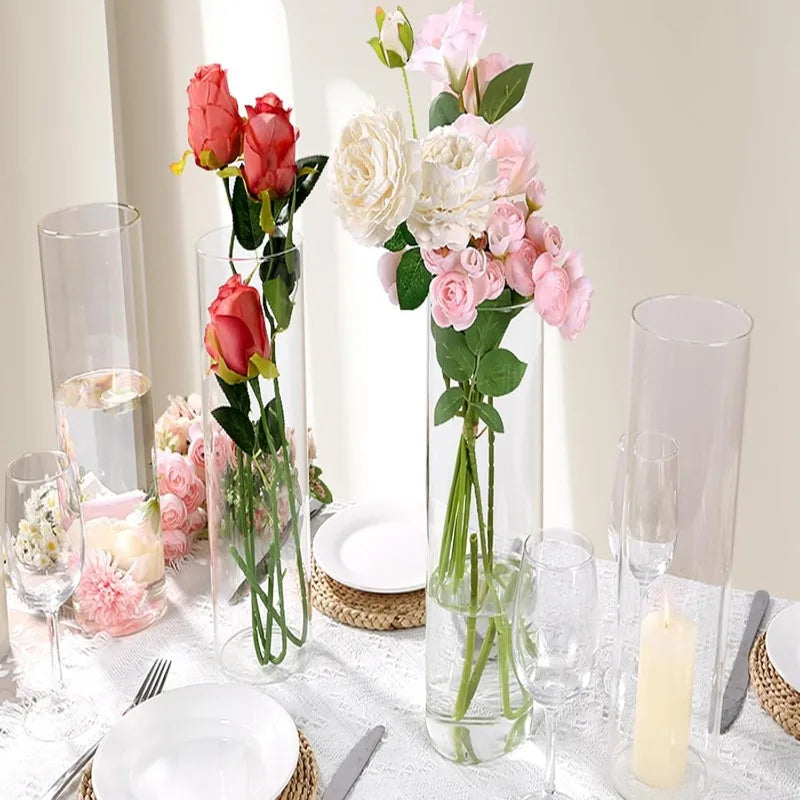 Glass Vases for Centerpieces, 16 Pcs Large Glass Cylinder Vases 12 Inch Tall Clear Flower Vase Bulk for Hurricane Floating