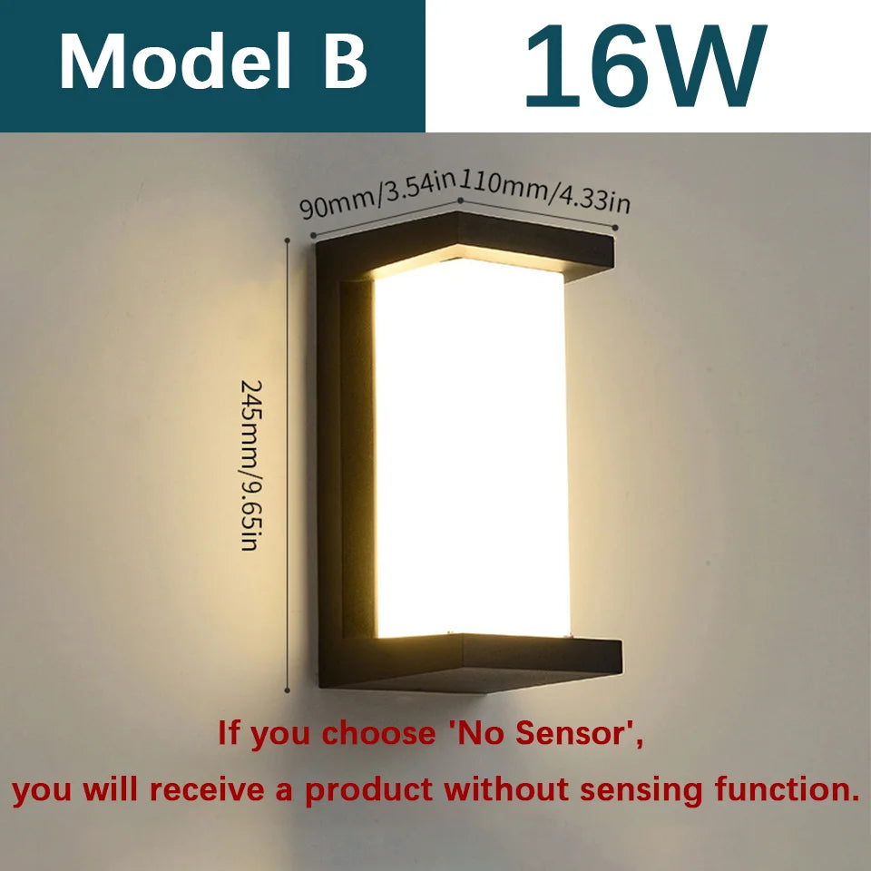 LED Outdoor Wall Light Wall Lamp Motion Sensor AC110V 220V Waterproof Modern Indoor Home Balcony Path Porch Garden Decoration