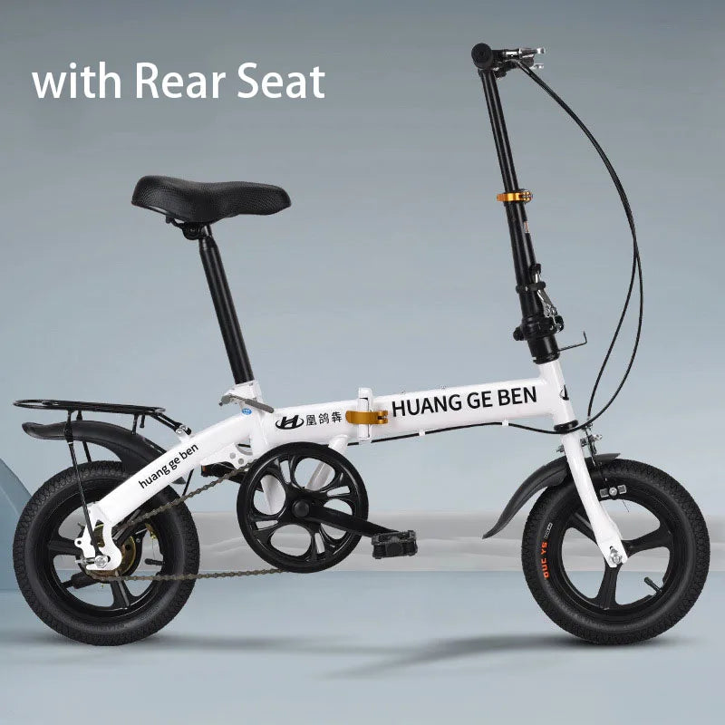 Folding Bicycle 12 inch No-Gears Student Bike UltraLight Small Pedal Bicycle Bike Road Bike Gifts for Teenagers Beginners