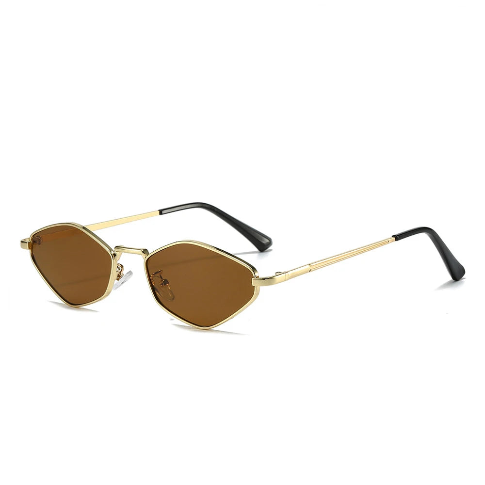 Small Polygonal Sunglasses Women Luxury Brand Steampunk Metal Frame Sun Glasses Ladies  Vintage Rhombus Shades UV400 Eyeglasses