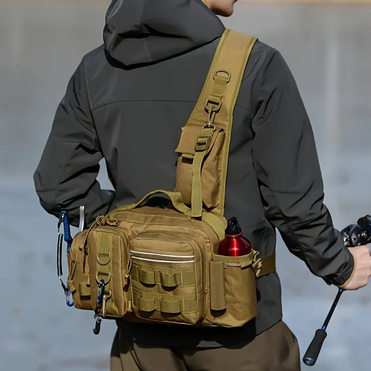Men Fishing Tackle Bag Single Shoulder Crossbody Tactical Bags Waist Pack Fish Lures Gear Utility Storage Fishing Box Chest Bag