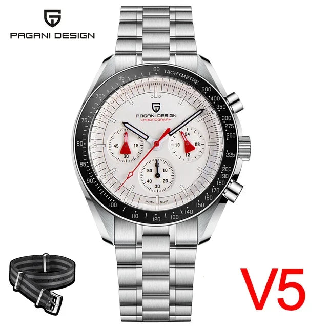 PAGANI DESIGN V4 New Quartz Men's Automatic Date Speed Chronograph Sapphire Mirror Sport Waterproof Watch All Steel VK63 Watches