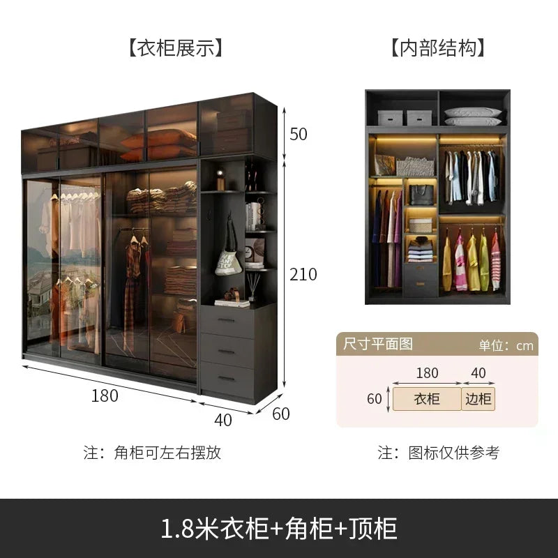 Mirror Cabinets Wardrobe Storage Cupboard Display Desk Clothes Closet Filing Shelves Simple Makeup Cube Ropero Salon Furniture