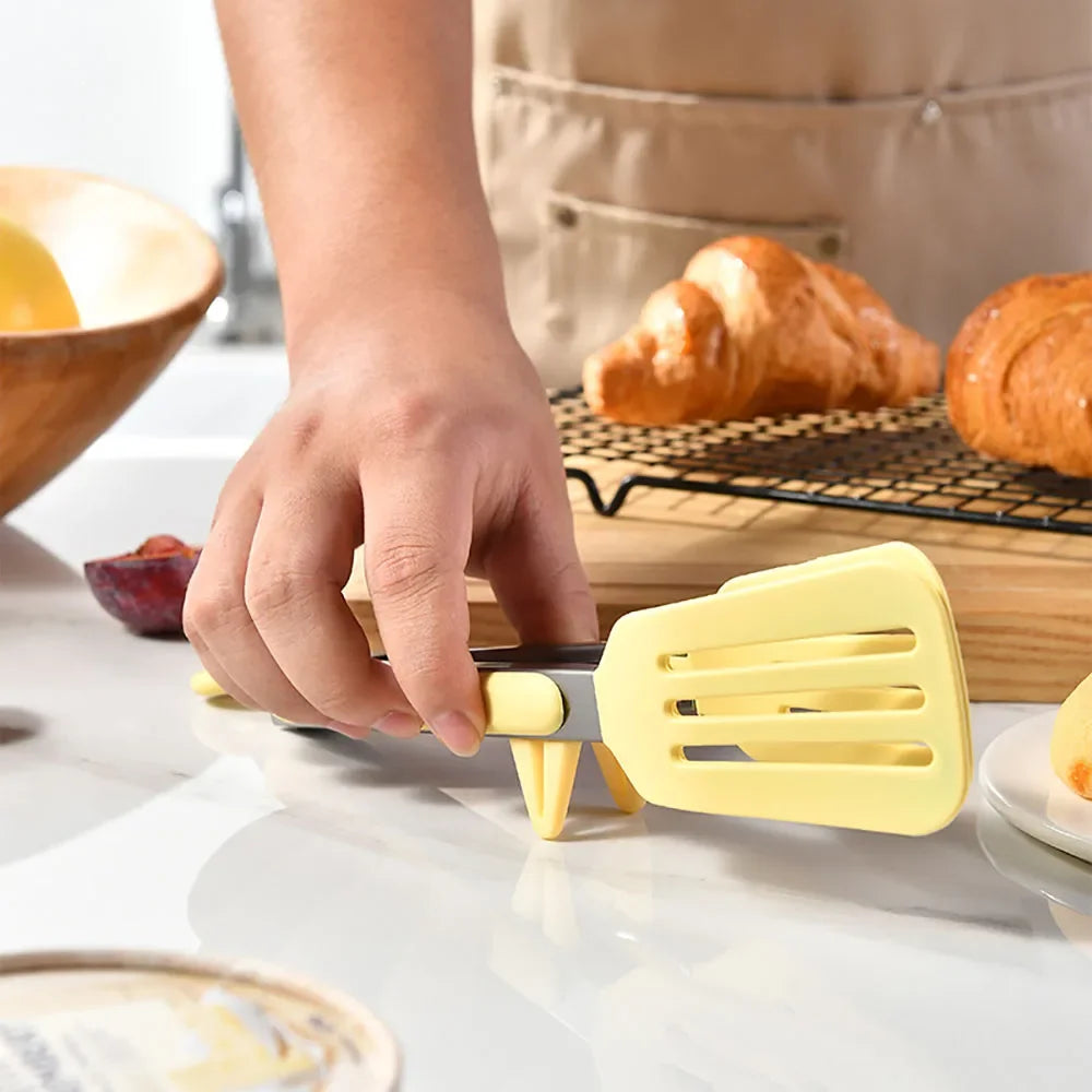 9 Inch Stainless Steel Food Tongs 1/2Pcs Silicone Non-stick Cooking Clips Kitchen Household BBQ Clamp for Salad Outdoor Barbecue