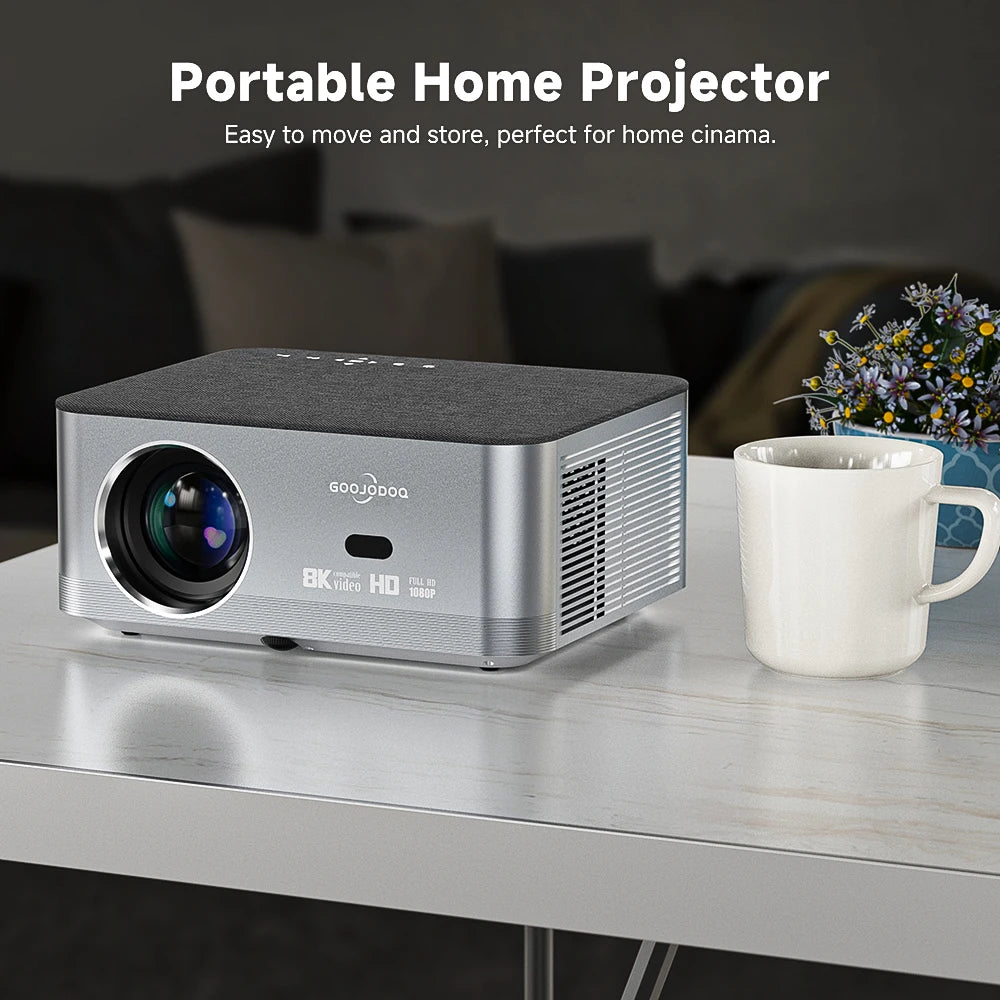 GOOJODOQ Full HD 1080P Projector 4K 8K 700ANSI 15500Lumens Android WiFi LED Video Movie Projector LED Home Theater Cinema Beamer