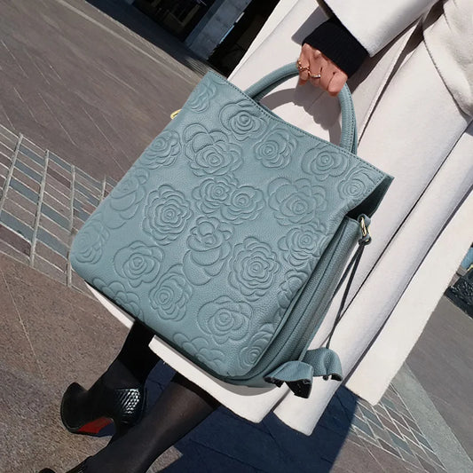 Aidrani Genuine leather women's handbag, large capacity fashionable printed bag, made of cowhide material