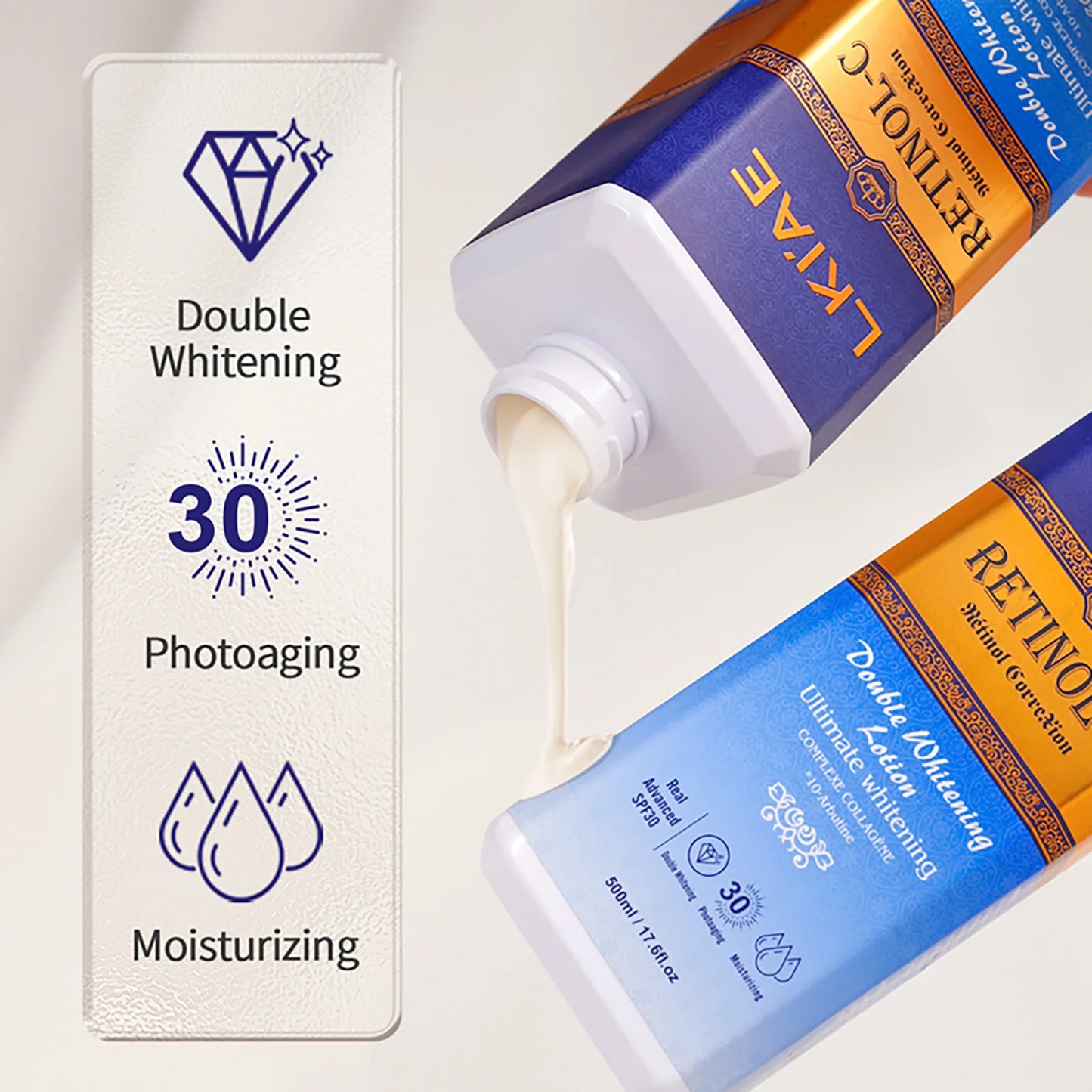 LKIAE Real Retinol Whitening Skin Care Set, Moisturizing, Reduce Wrinkles, Dark Spots, Anti-Aging, With Collagen, Snail Extract