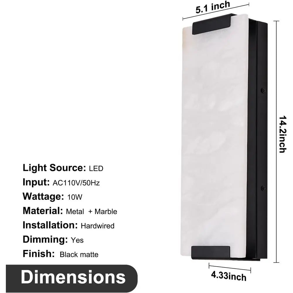 14.2 Large Alabaster Marble Wall Sconces Set, LED Modern Lighting for Home Decor