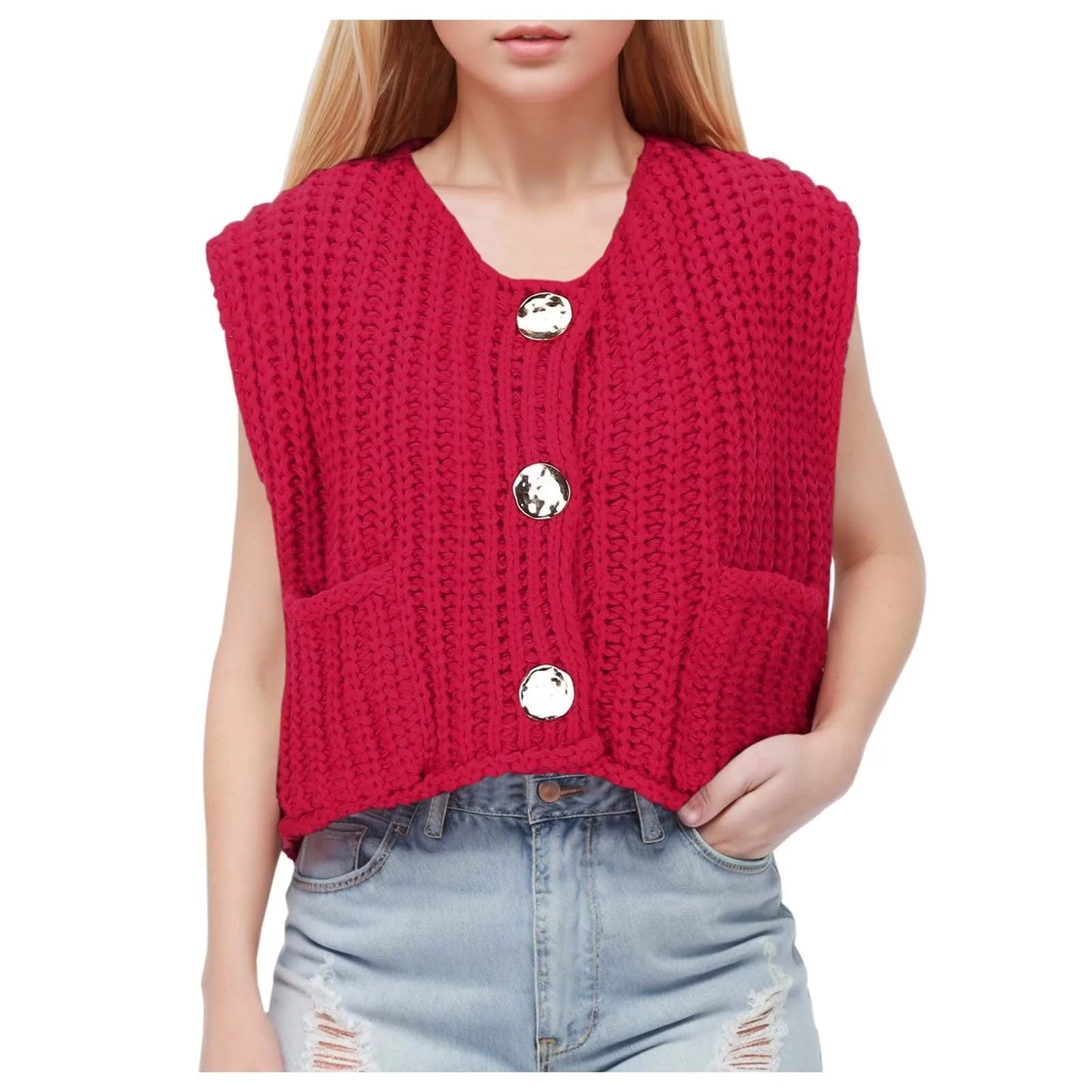 Women's Sleeveless Solid Color Pocket Button Knit Rainbow Sweatshirt for Men Quarter Zip Sweatshirts for Men Big And Tall