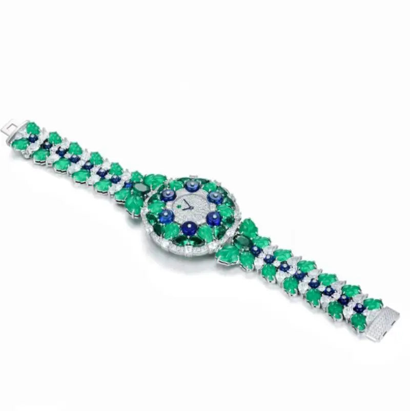 ZOCA Luxury Woman Bracelet Gemstone Wristwatch 925 Sterling Silver Original High Quality Bracelet Elegant Woman Quartz Watch