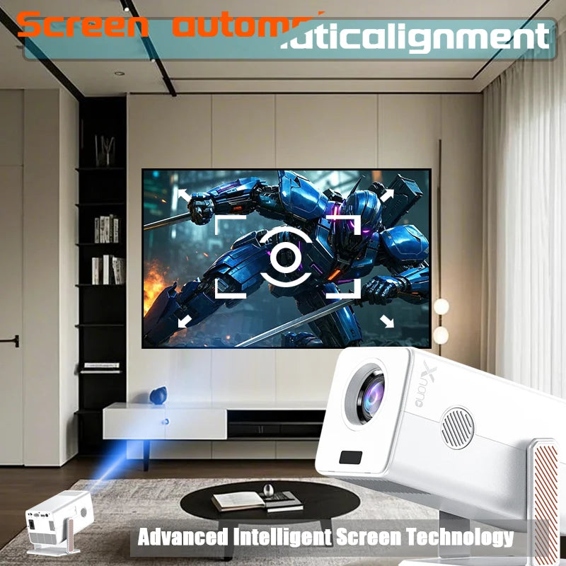 4K HM103-A Portable Projector Android 13BT5.2 1920*1080P Dual WiFi5 300ANSI Amlogic T950S Home Theater Mini Projector Stand