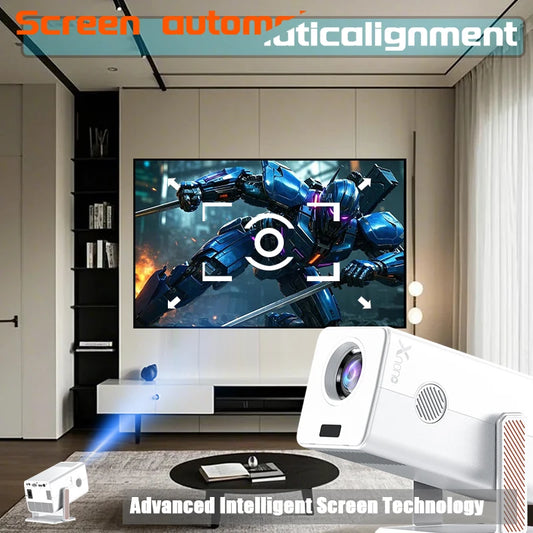 4K HM103-A Portable Projector Android 13BT5.2 1920*1080P Dual WiFi5 300ANSI Amlogic T950S Home Theater Mini Projector Stand