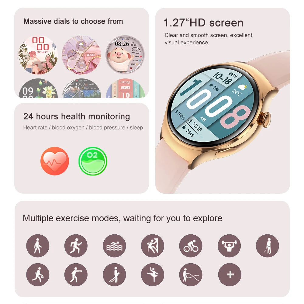 2025New GPS NFC Bluetooth Call Smartwatch Women Watch 4 mini Sports Track Heart Rate Oximetry Monitoring Health Smartwatch Woman