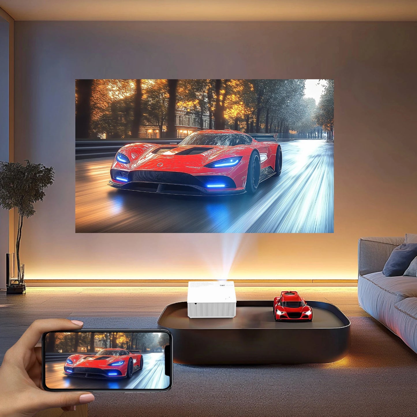 Projector with WiFi, Mini-Projector 800+Built-inApps,Native1080P Smart Portable Movie Projector 4k support Home theater projecto