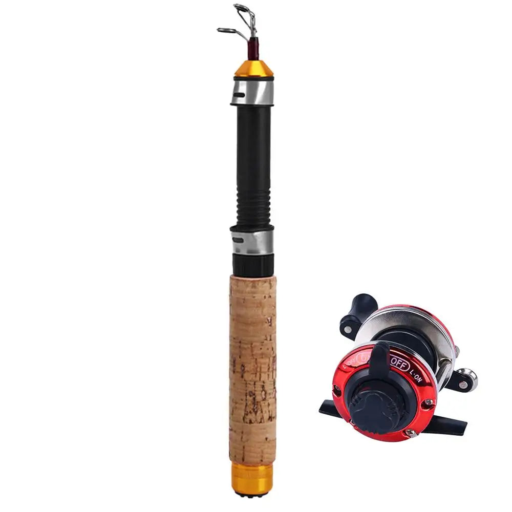 Ice Fishing Rod With Reel Mini Telescopic Fishing Rod 60 80 100CM Carbon River Shrimp Carp Fishing Pole For Winter Fishing Gears