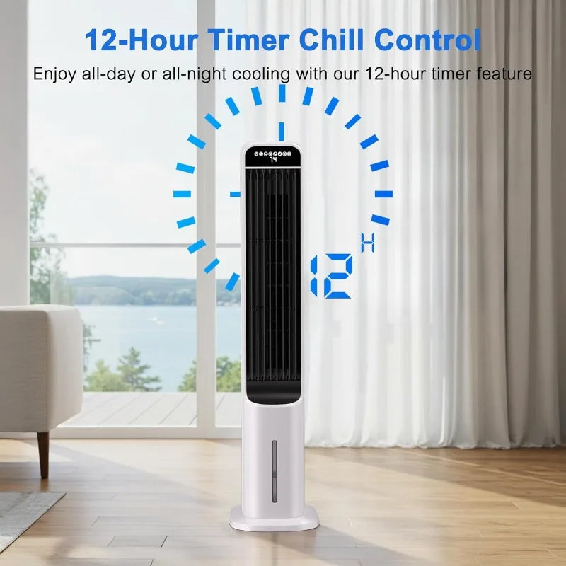 MEPTY 41" Swamp Cooler, 3 in 1 Evaporative Air Cooler with Remote, Portable Cooling Fans that Blow Cold Air with 3 Speeds