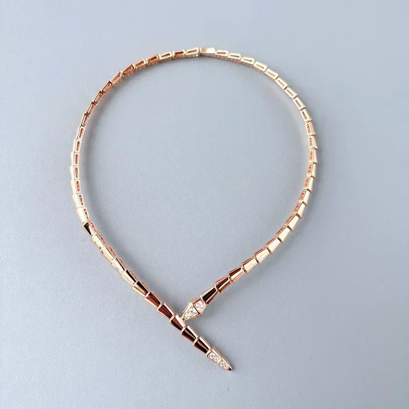 Designer Luxury Dinner Jewelry Sets Women Lady Inlay Cubic Zircon Snake Snakelike Narrow Collar Necklace Bangle Bracelet Ring