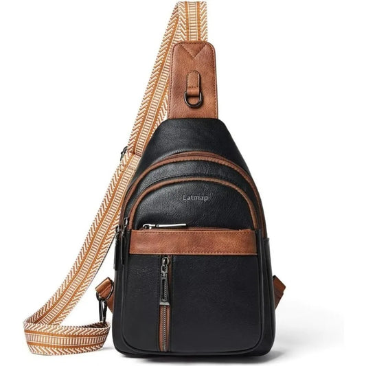 Sling Bag For Women Men Backpack Fanny Pack Crossbody Chest Travel Shoulder Belt Bags Purse Handbag PU Leather