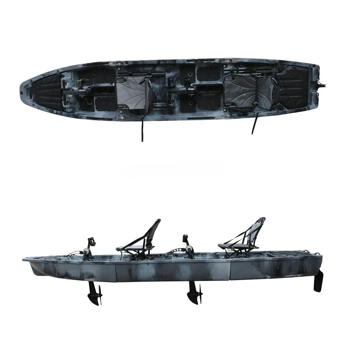 14.4FT Modular Kayak VK-46 2-Person Foot Pedal Fishing Kayak Detachable Motor for Lakes