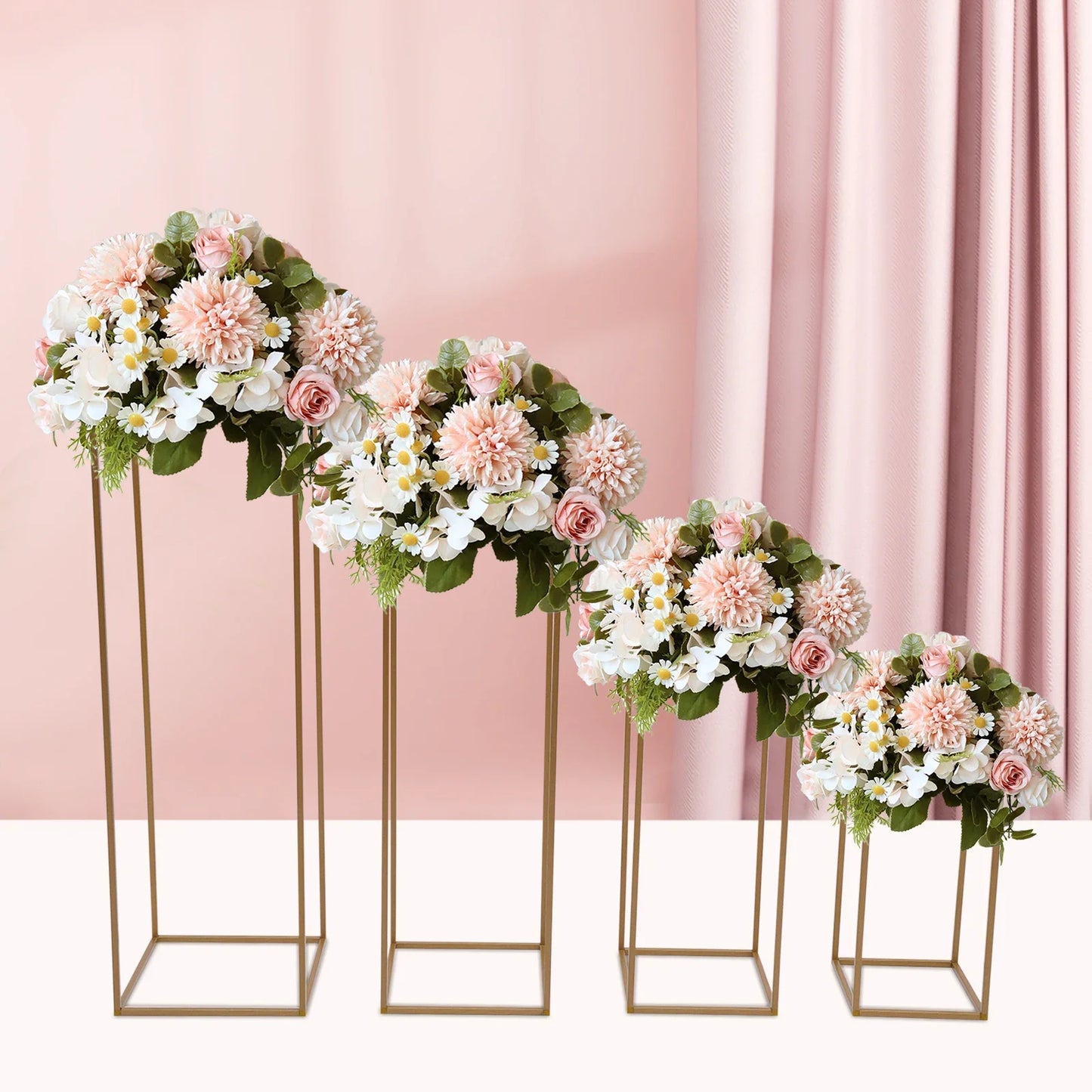 4Pcs Tall Gold Wedding Backdrop Flower Vase Stand Metal Table Centerpieces Decor Floral Arrangement for Party Home Decor