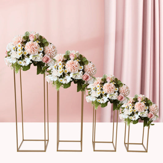 4Pcs Tall Gold Wedding Backdrop Flower Vase Stand Metal Table Centerpieces Decor Floral Arrangement for Party Home Decor