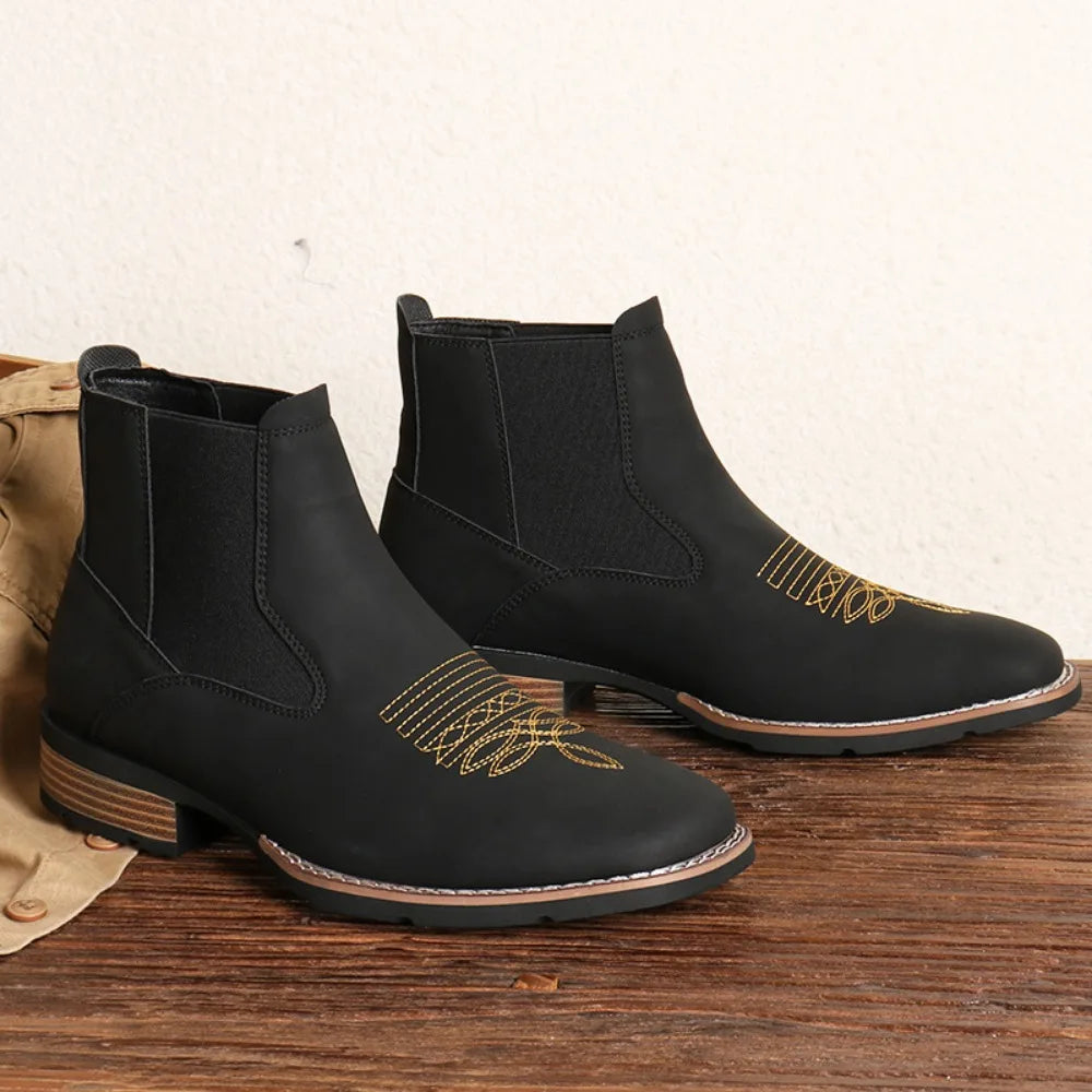Boots for Men Chelsea Boots Embroidered Mens Boots Man Shoes Vintage Boot
