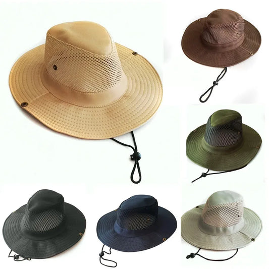 New Fishing Caps Men's Outdoor Hat Knight Cap Wide Straw Hat Summer Autumn Tourism Hiking Beach Sun Cap