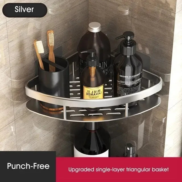 Bathroom Shelf Makeup Storage Organizer Aluminum Alloy Shampoo Rack Shower Shelf Bathroom Accessories No Drill Wall Shelf
