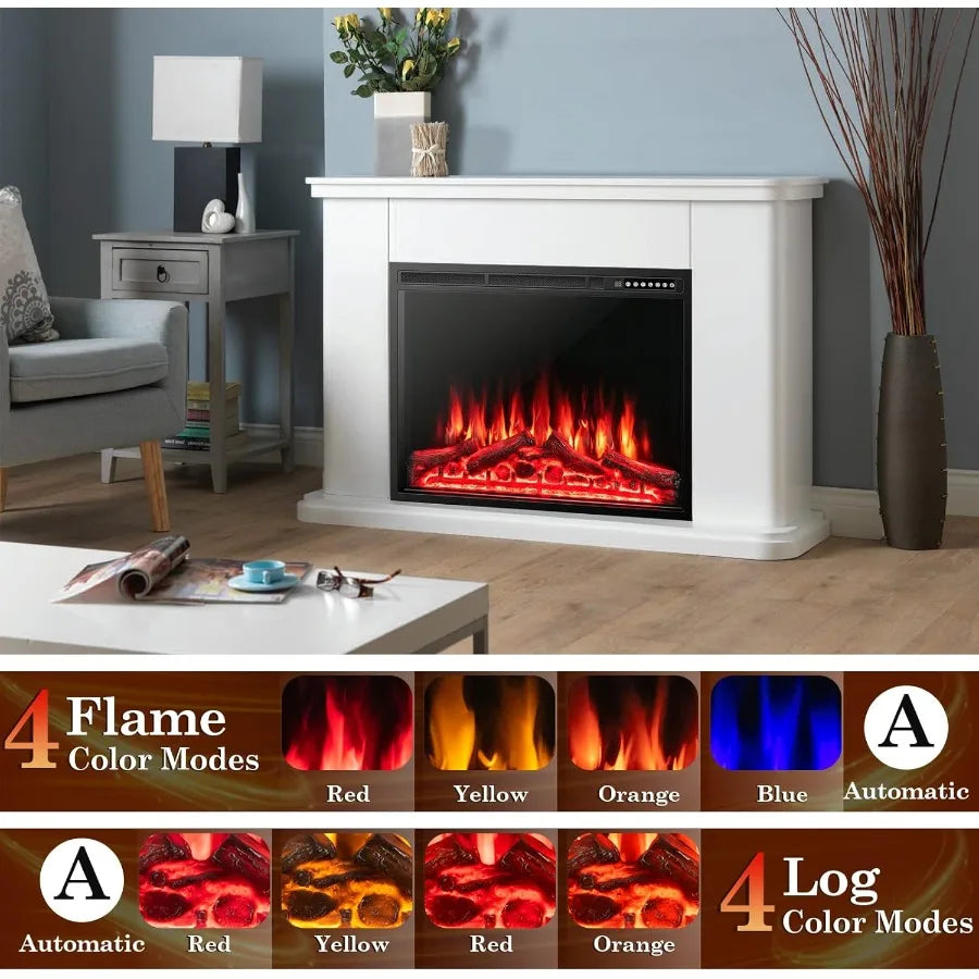 34 Inches Electric Fireplace Inserts with 5100 BTU Heating Capacity for Indoor Living Room or Bedroom Use Recessed or Freestand