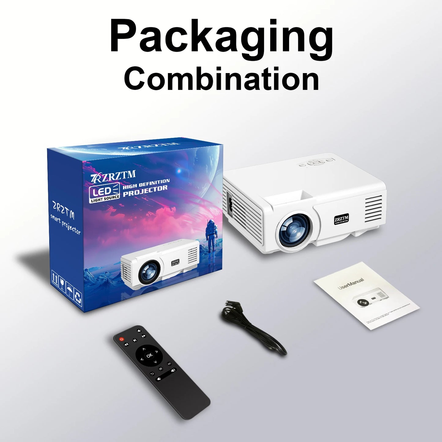 2025 new high-definition projector, 4K projector, built-in speaker, with WIFI, compatible with multiple devices