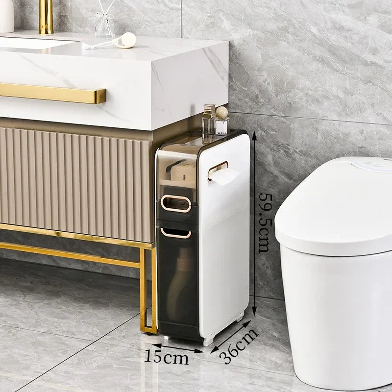 Bathroom crevice cabinet storage rack, multifunctional storage without installation, toilet, toilet, movable storage cabinet