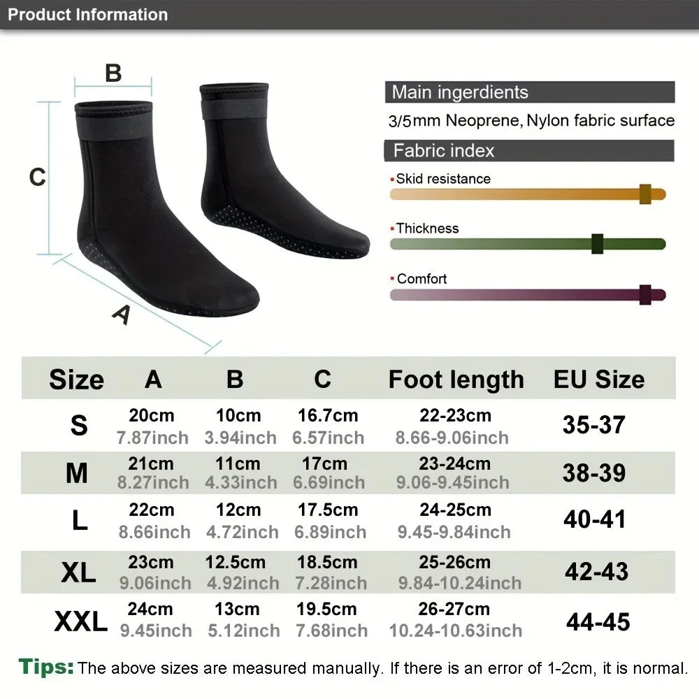 3mm Neoprene Diving Socks Wetsuit Men Women Surf Shoes Thermal Quick Dry Non-slip Swimming Boots Aqua Shoes Warm Beach Sock