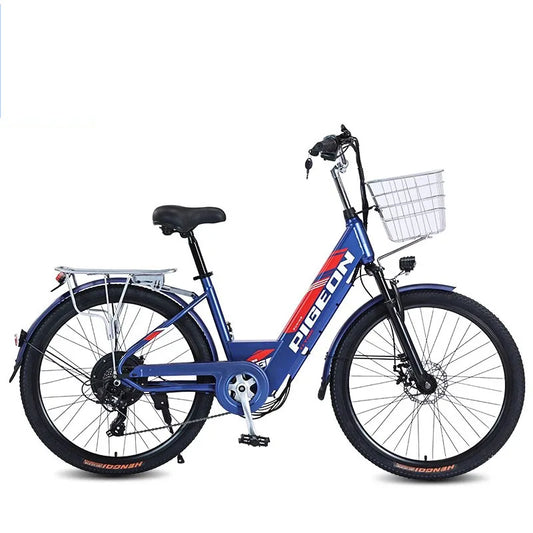 Adult Electric Bike 26 Inch Mountain Bike 350W 36V Electric Bicycle City Lady With 2 Seat And Basket Waterproof Hidden Battery