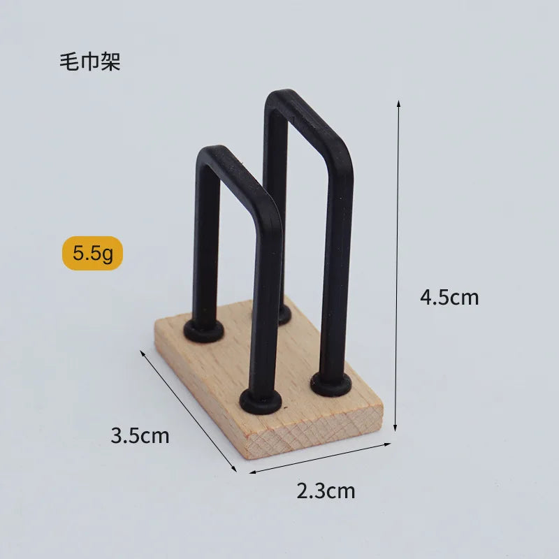1:12 Dollhouse Bathtub Sink Toilet Towel Rack Miniature Mini Wood Bathroom Furniture Scene Ornaments Play House Toys Home Decor